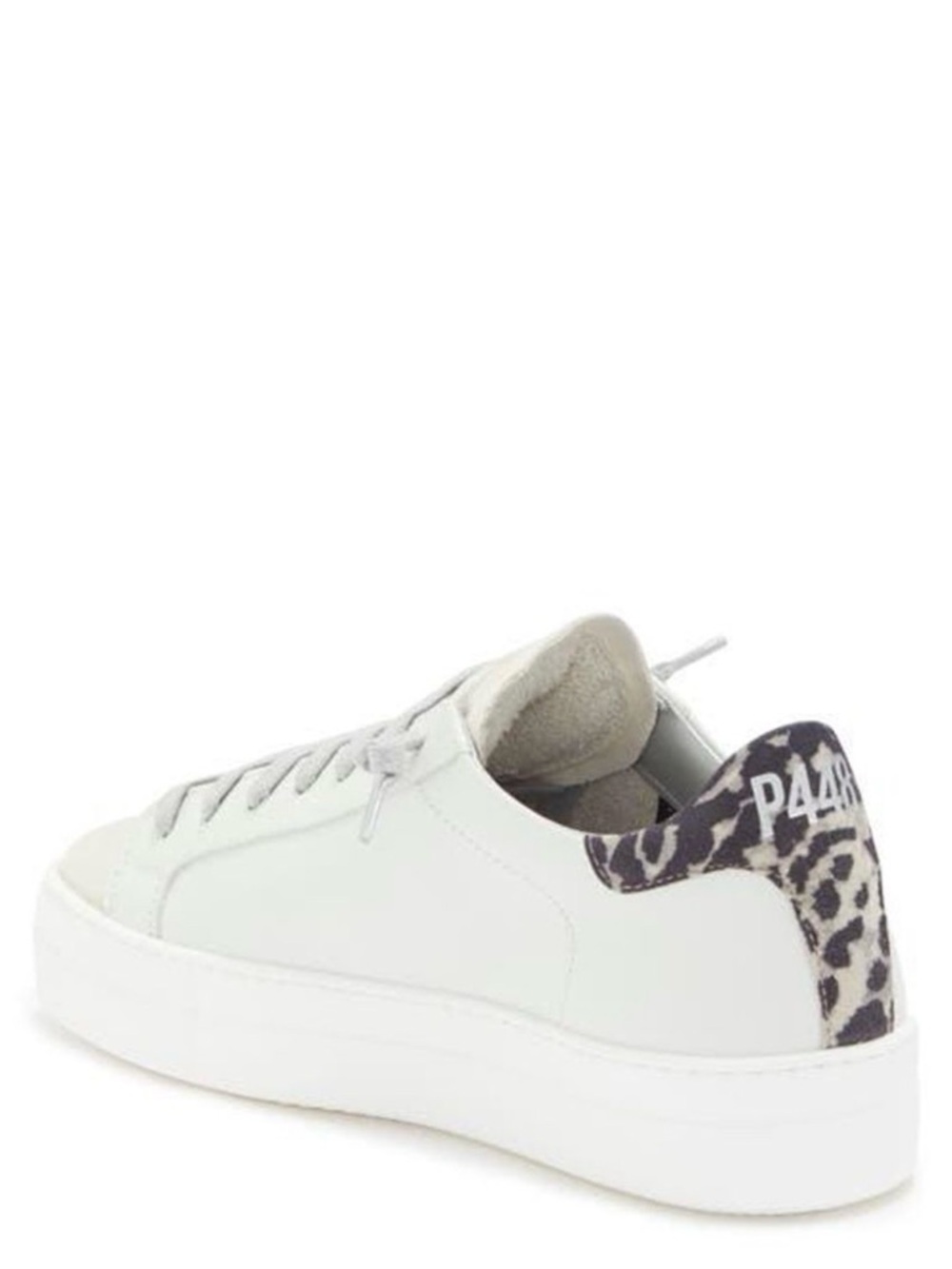 P448 Thea Platform Leopard Print Light Gray Suede Leather Lace-Up Sneakers EU 43